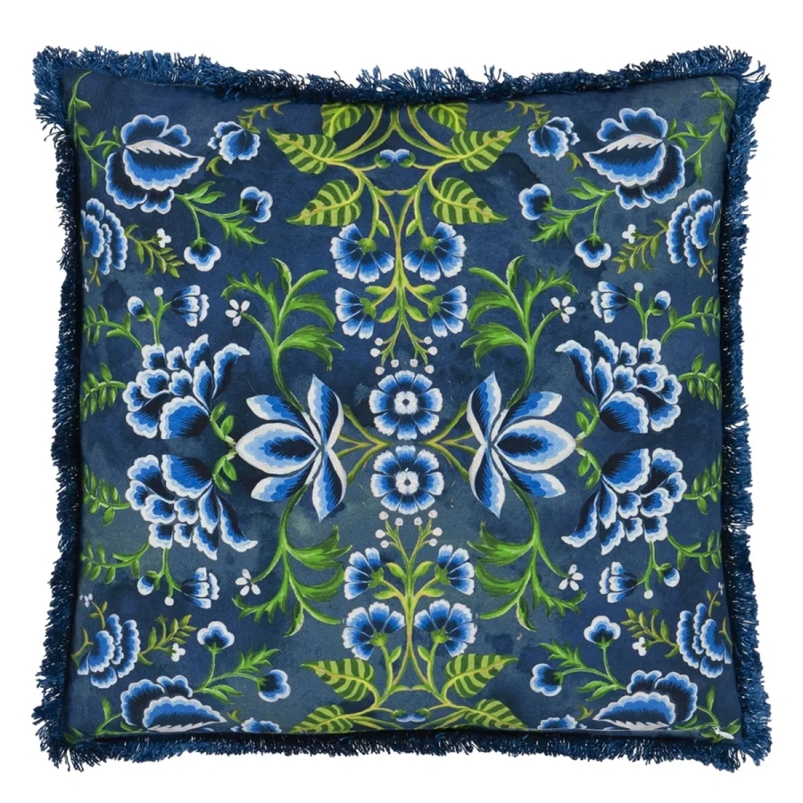 Декоративная подушка Designers Guild CCDG1466 Rose De Damas Embroidered Indigo Cotton с обратной стороны