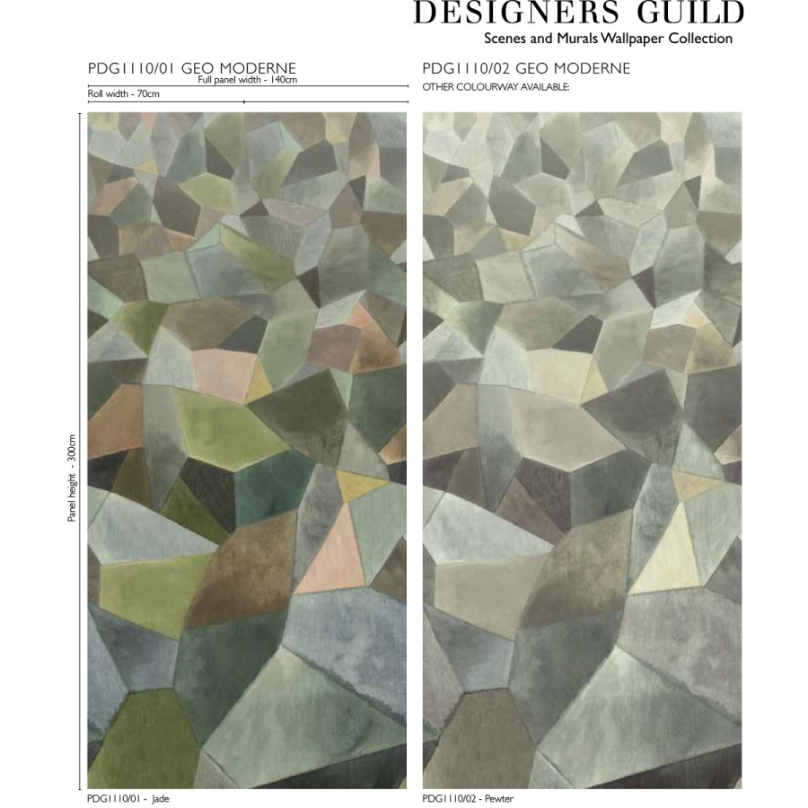 Размер панно Designers Guild PDG1110/01 Geo Moderne Jade коллекции Scenes and Murals