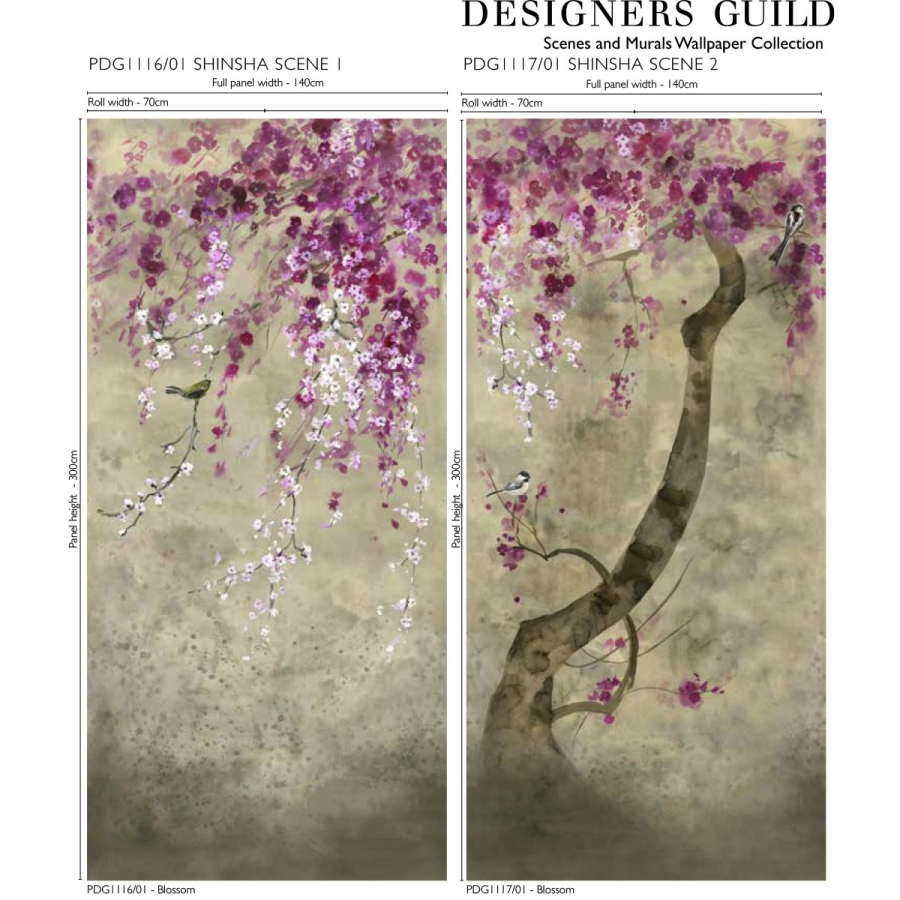 Размер панно Designers Guild PDG1116/01 Shinsha Scene 1 Blossom