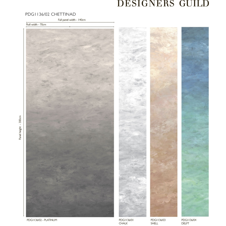 Размер панно Designers Guild PDG1136/02 Chettinad Platinum коллекции Scenes and Murals II