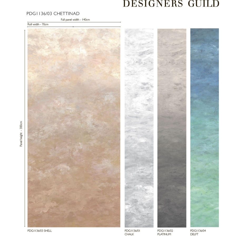 Размер панно Designers Guild PDG1136/03 Chettinad Shell коллекции Scenes and Murals II