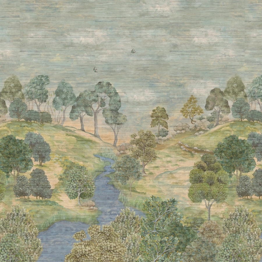 Обои натуральные Designers Guild PDG1144/01 Bandipur Grasscloth Sky коллекции Scenes and Murals II