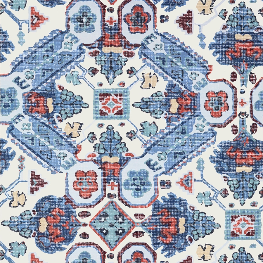 Обои бумажные Thibaut T10824 Persian Carpet Blue and White коллекции Heritage