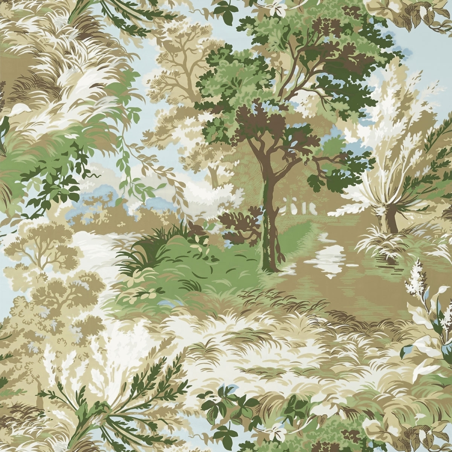 Обои бумажные Thibaut T10866 Lincoln Toile Green and Beige коллекции Heritage