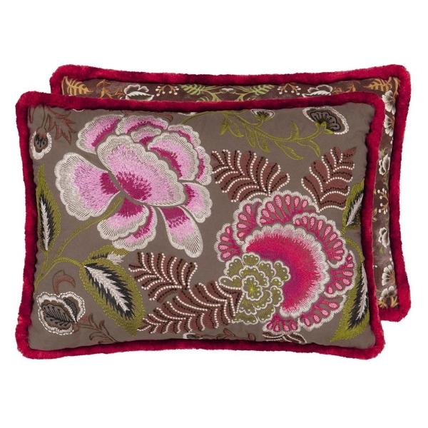 Декоративная подушка Designers Guild CCDG1469 Rose De Damas Embroidered Cranberry Cotton