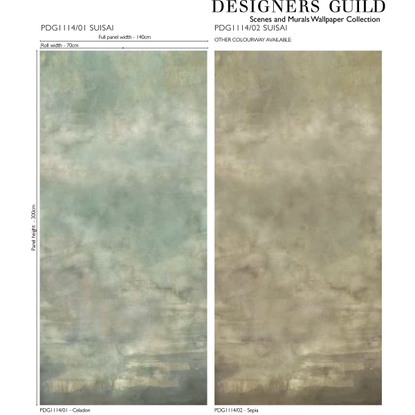 Размер панно Designers Guild PDG1114/01 Suisai Celadon коллекции Scenes and Murals