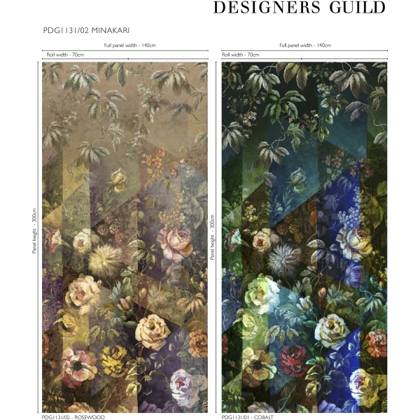 Размер панно с живописными цветами Minakari Rosewood Designers Guild