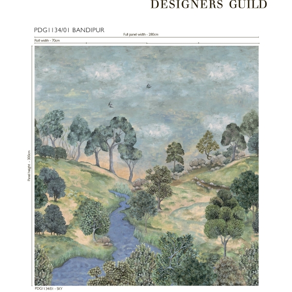 Размер панно Designers Guild PDG1134/01 Bandipur Sky коллекции Scenes and Murals II