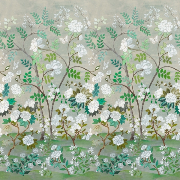 Обои флизелиновые Designers Guild PDG1152/01 Fleur Orientale Pale Celadon коллекции Porcelaine de Chine