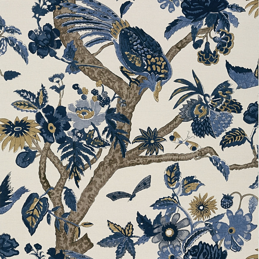 Обои бумажные Thibaut T10225 Coromandel Navy коллекции Colony