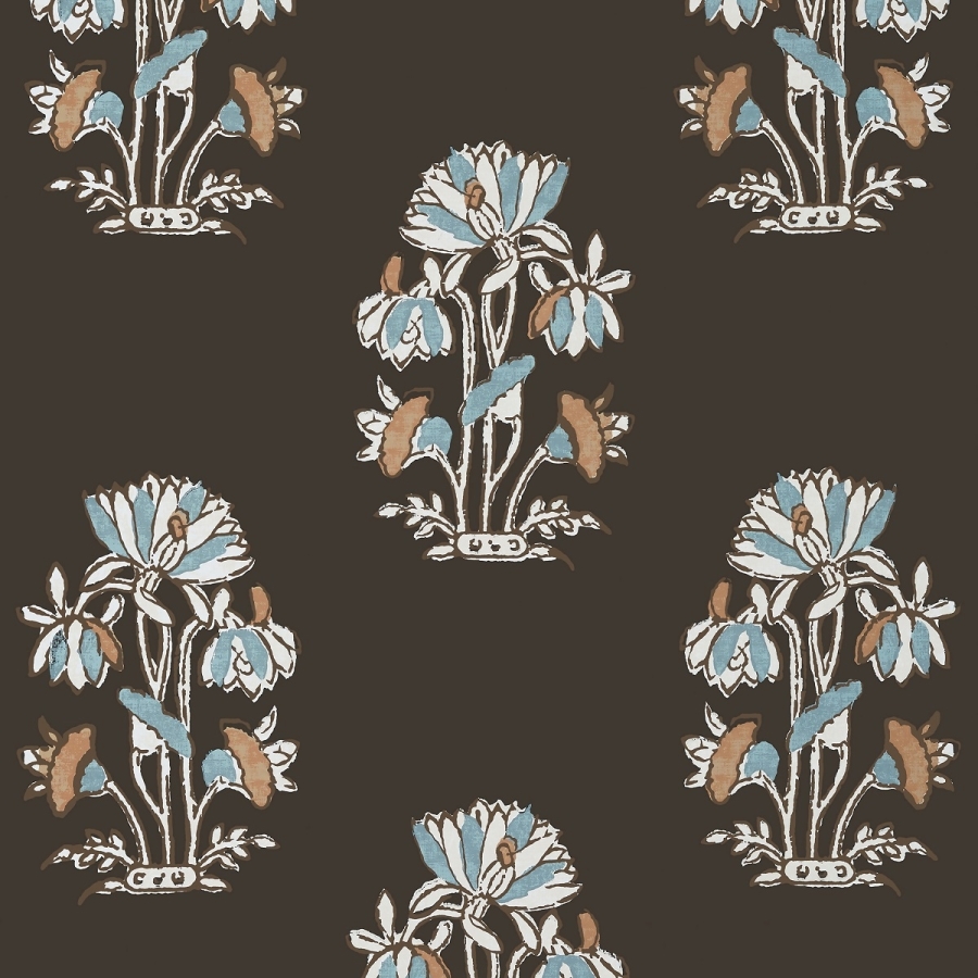 Обои бумажные Thibaut T13200 Lily Flower Black коллекции Mesa