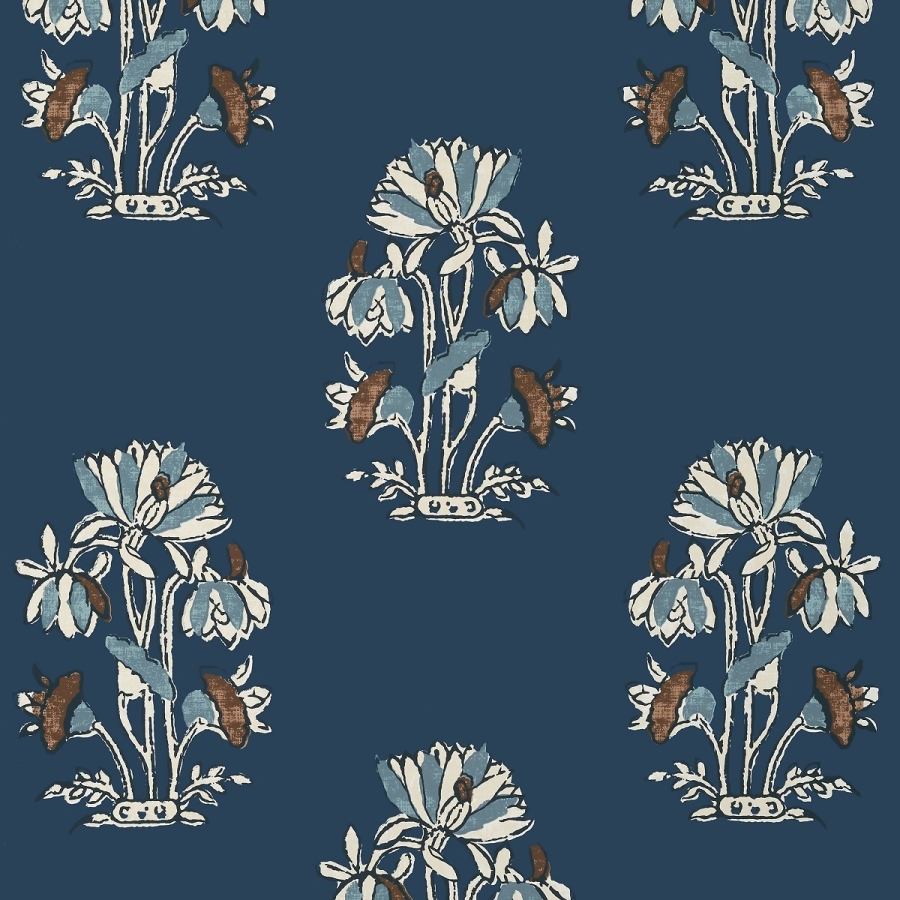 Обои бумажные Thibaut T13203 Lily Flower Navy коллекции Mesa