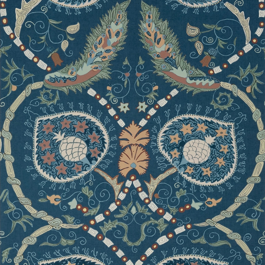 Обои флизелиновые Thibaut T13217 Lewis Navy and Teal коллекции Mesa